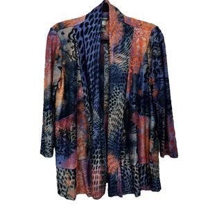 ALI MILES CARDIGAN JACKET Size SMALL Multicolor 3/4 Sleeve Lightweight